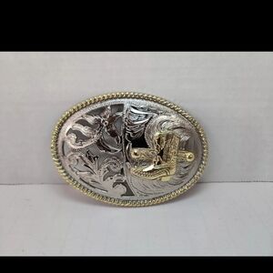 Cowboy Boot Belt Buckle - Cut Out Style Gold & Silver Tone Metal
